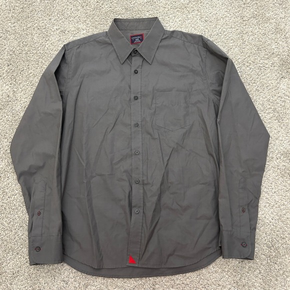 UNTUCKit Button Down Shirt Large Gray Slim Fit Cotton Long Sleeve Pocket - Picture 3 of 7